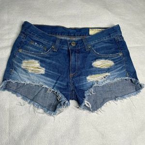 Rag and Bone Cut-off Distressed Blue Jean Freeport